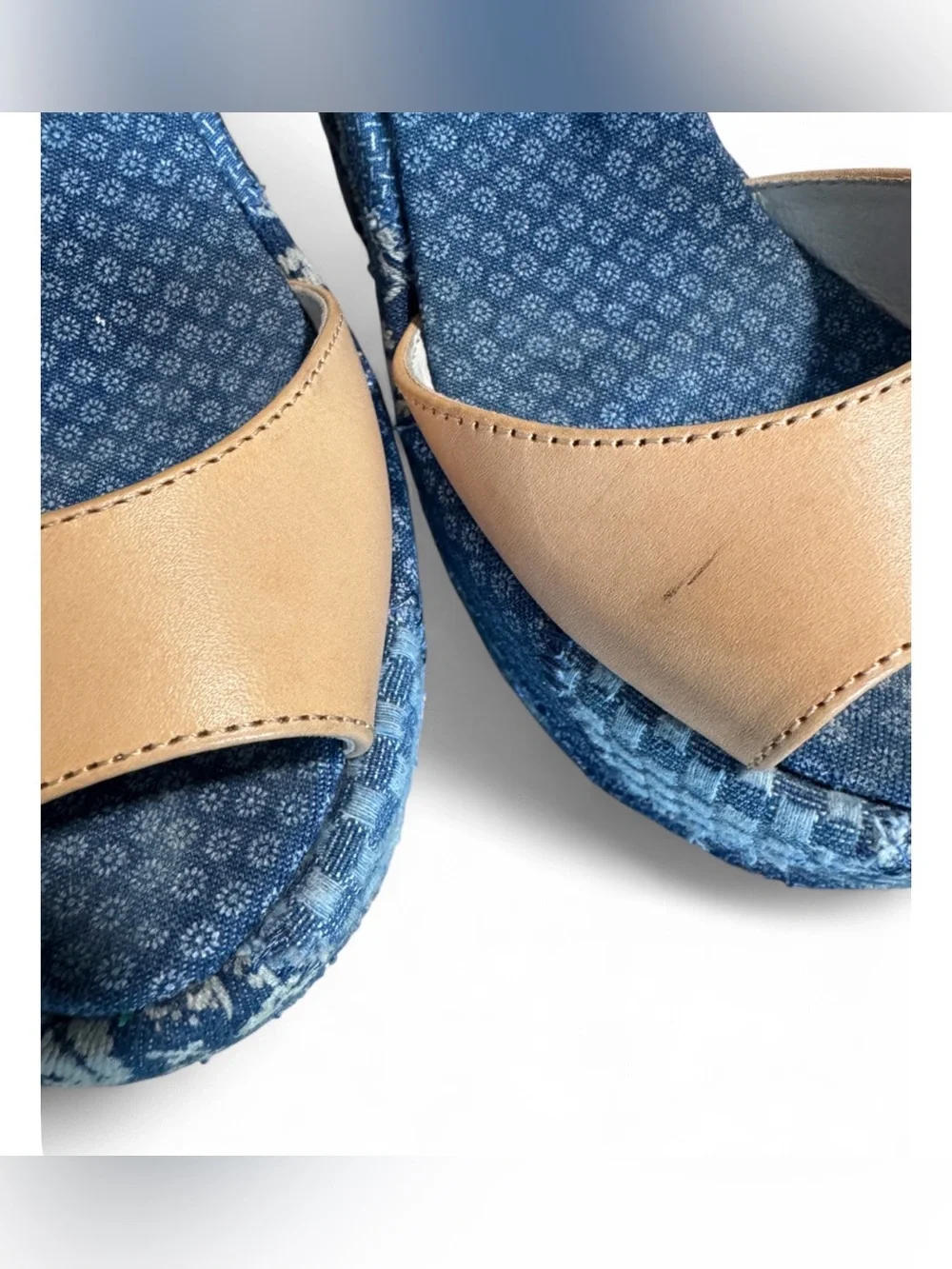 Jeffrey Campbell Myla Patchwork Denim Platform Heels Leather Size 6